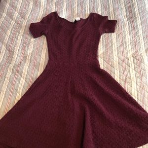 Beautiful textured maroon skater dress